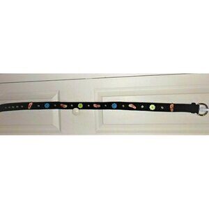 Black Canvas Belt 42" overall, 37" to first grommet flipflops flowers lge buckle